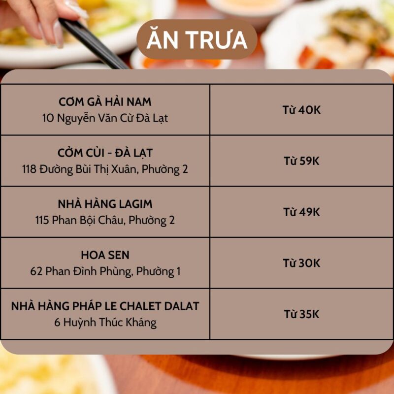 ăn trưa đà lạt rẻ ở đâu ?