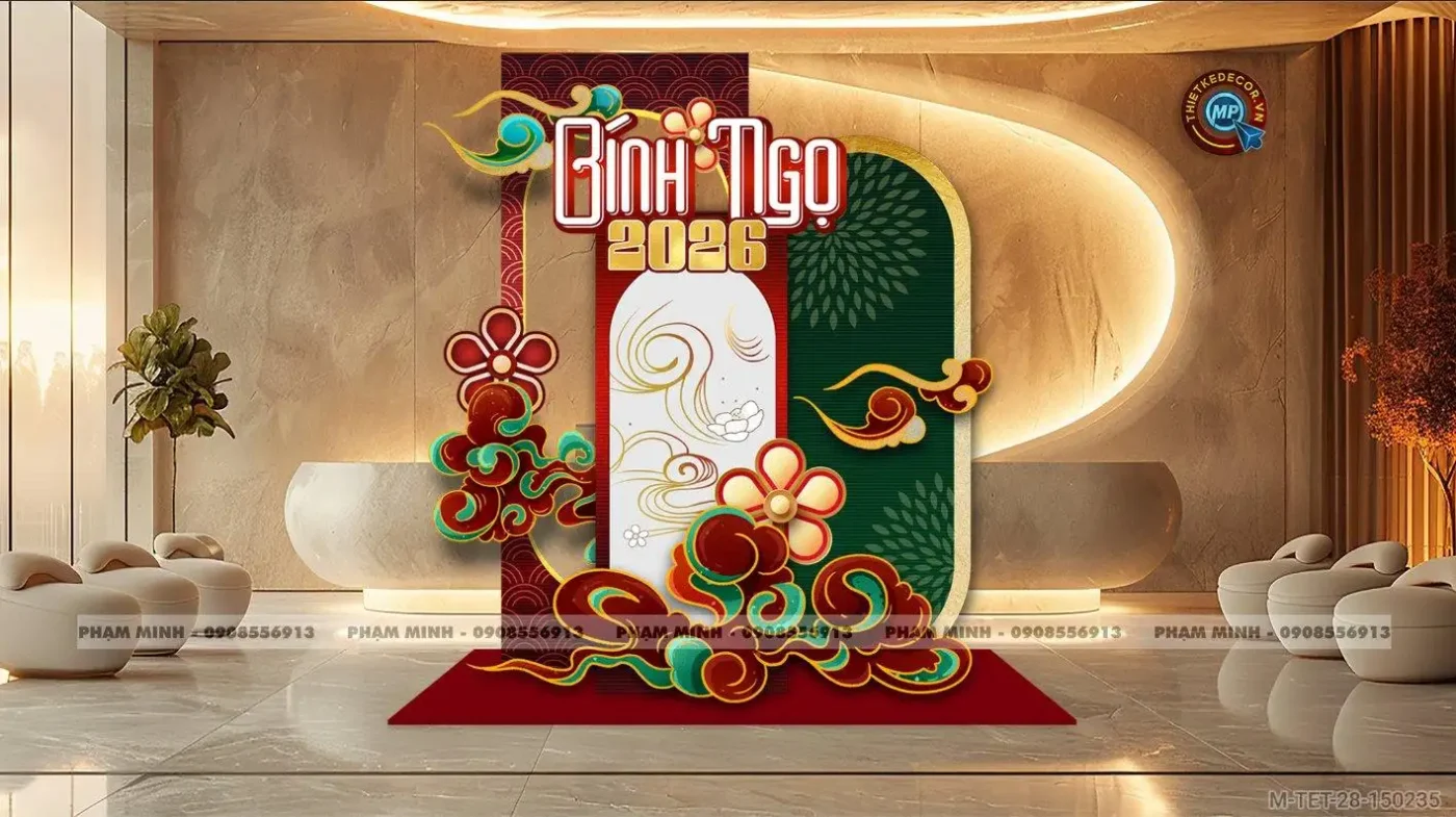 thiet ke decor tet 2026 đep gia re