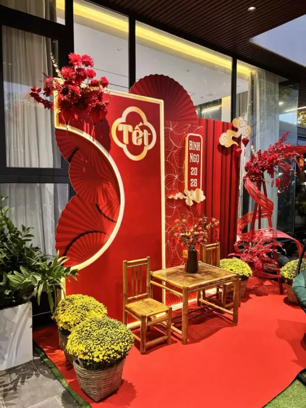 thi cong booth tieu canh check in tet villa da nang